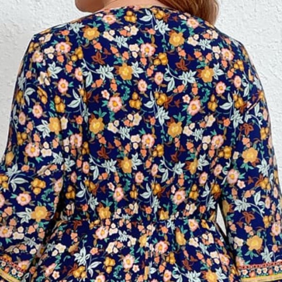 Melo Apparel Plus Size Bohemian Round Neck Maxi Dress - Picture 6 of 8